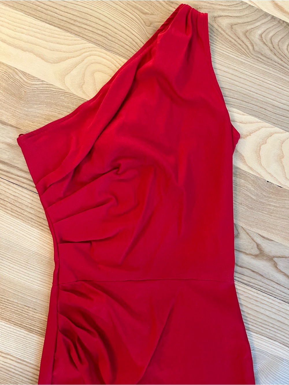 Stop Staring Crimson One-Shoulder Sheath Dress - Picture 3 of 6